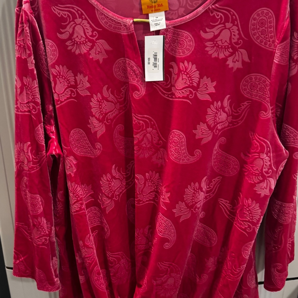 Ruby Rd. Red Paisley Floral Blouse